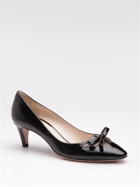 prada patent leather block-heel bow-tie pump|Prada pumps shoes.